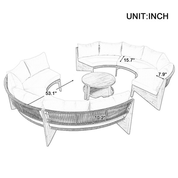 Curved Shape Sofa Set PE Wicker Furniture Conversation Sets