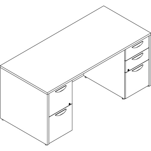 Lorell Prominence 2.0 Espresso Laminate Double-Pedestal Desk - 5-Drawer (PD3066DPES)