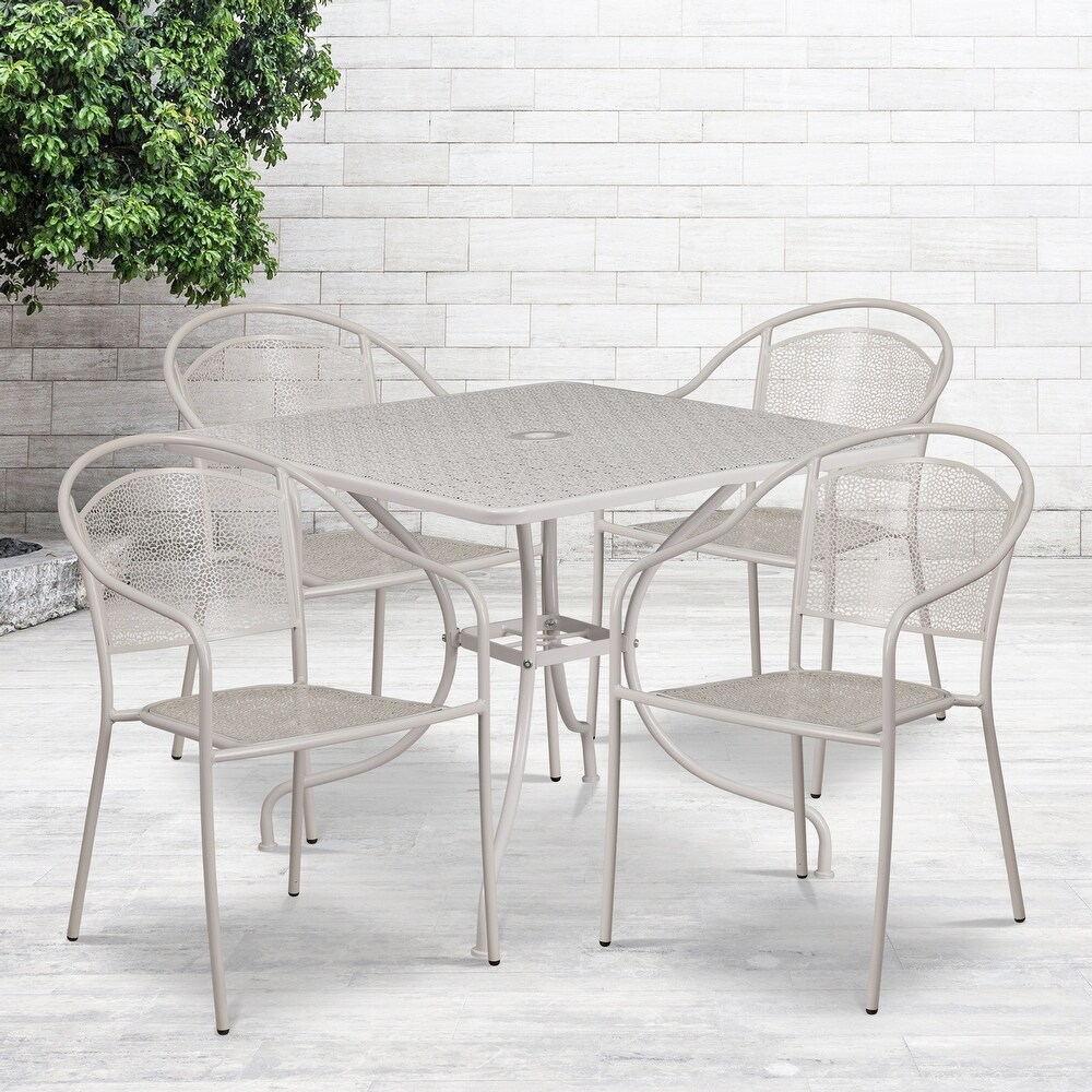 35.5 inch Square 5 piece Indoor/ Outdoor Steel Dining Set