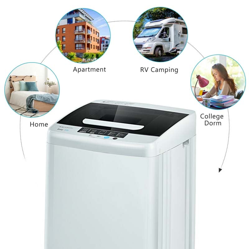 Full Automatic Portable Washing Machine with Drain Pump, 8.8 LBS 2-in-1 Top Load Washer Dryer Combo