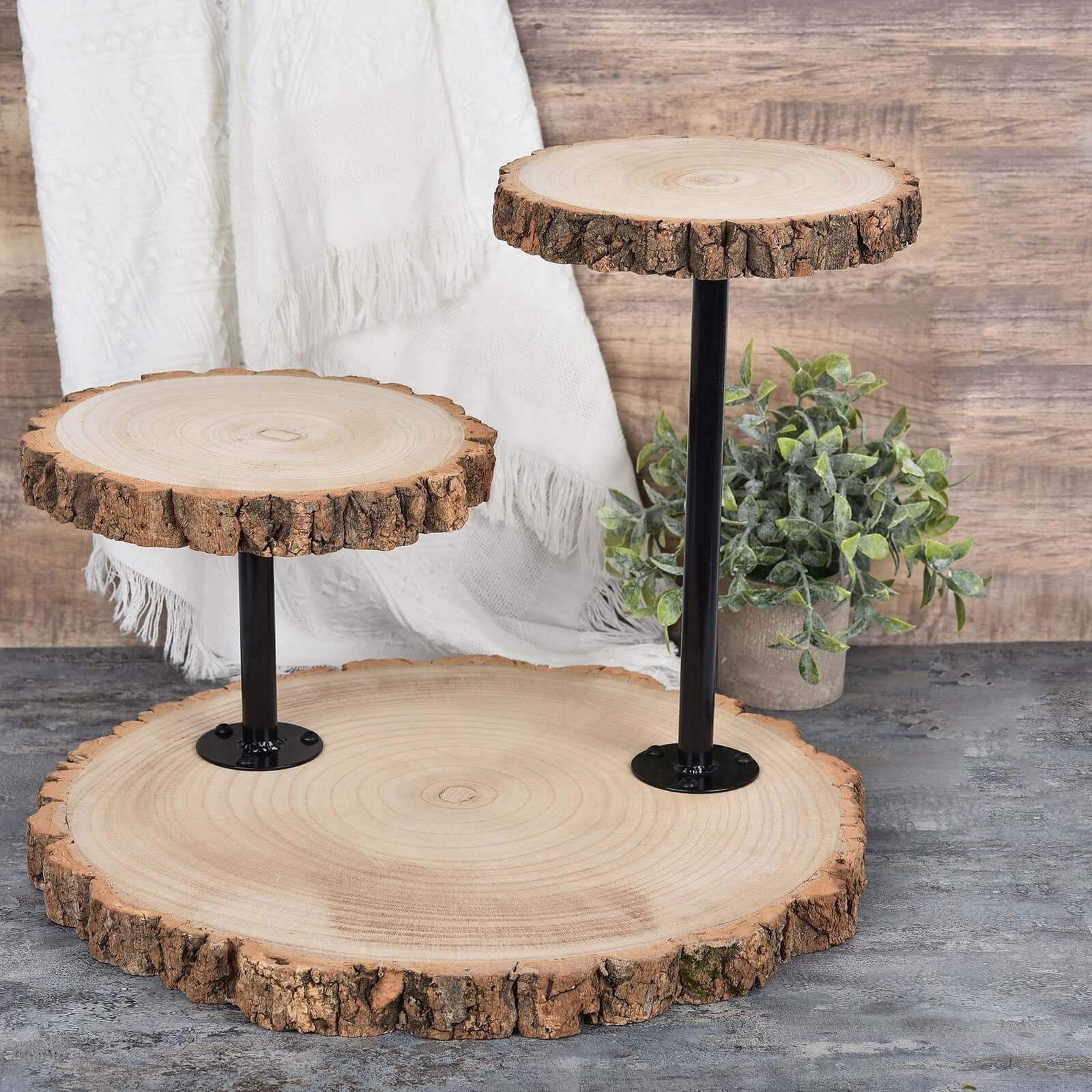 3-Tier Natural Wood Slice Cheese Board Cupcake Stand, Rustic Centerpiece - Assembly Tools Included 14