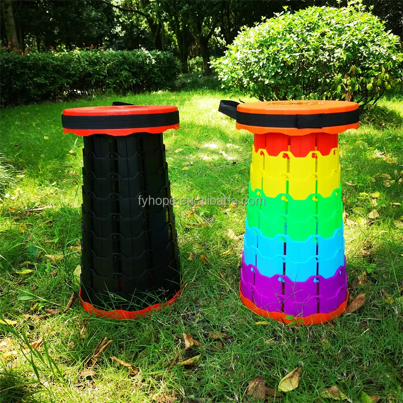 Portable Plastic Telescopic Camping Stool Plastic Collapsible Camping Picnic Stool