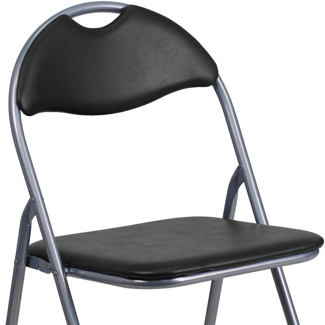 Flash Furniture 4-Pack Black Standard Folding Chair with Upholstered Seat (Indoor)