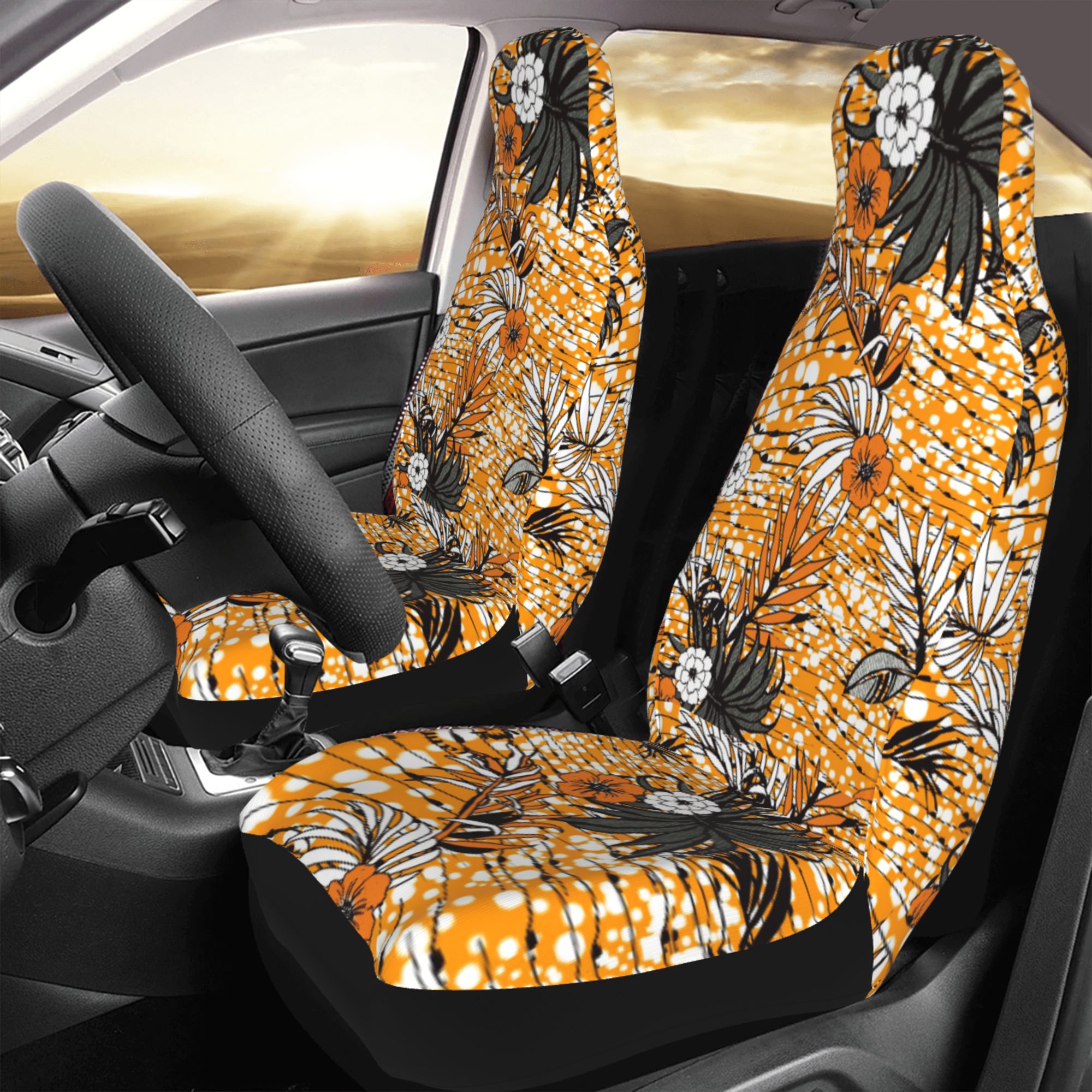 ZICANCN Car Seat Cover Leaf Yellow Point Flower Car Front Seat Covers Protectors ， Automotive Seat Covers for Cars Trucks Suv