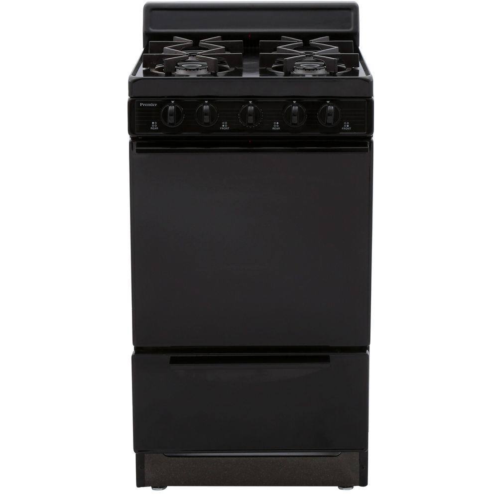 Premier 20 in. 2.42 cu. ft. Freestanding Gas Range with Sealed Burners in Black SHK100BP