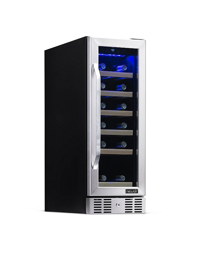 Newair 12 Built-In 19 Bottle Compressor Wine Fridge in Stainless Steel Compact Size with Precision Digital Thermostat and Premium Beech Wood Shelves