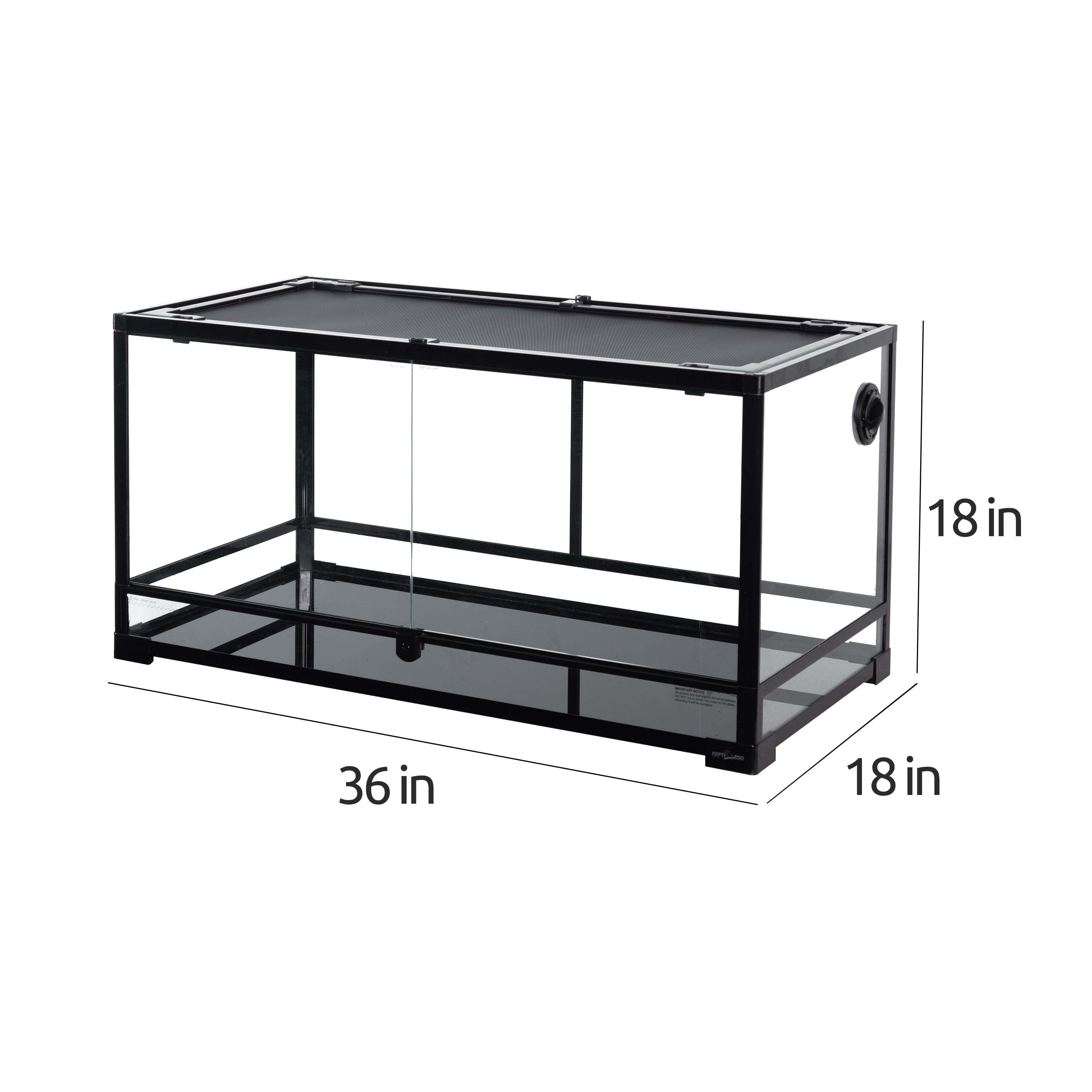 REPTIZOO Reptile Glass Terrarium with Screen Ventalation， Large 36L×18H×18D， Easy Assembly