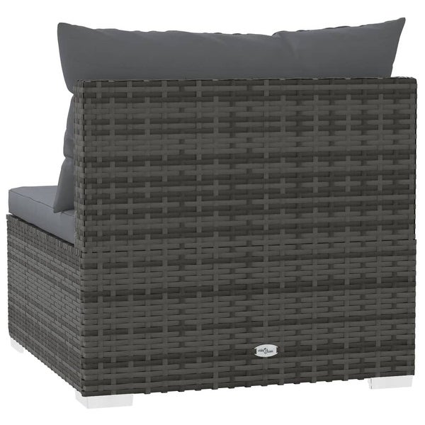 3-Seater Sofa with Cushions Gray Poly Rattan - Overstock - 36365433