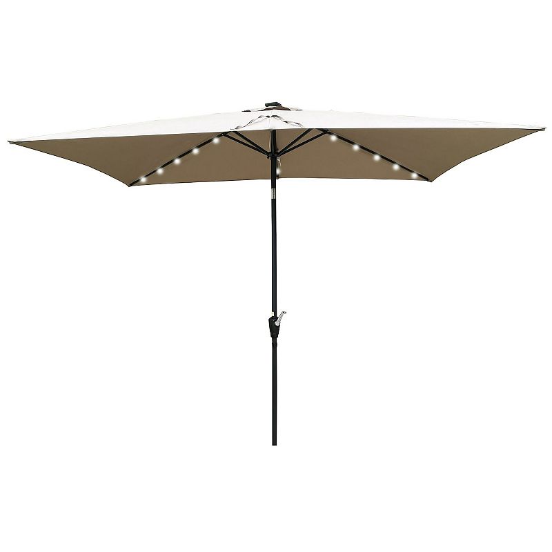 F.C Design Rectangular Solar LED Lighted Outdoor Umbrella - 10 x 6.5t Size - Crank and Tilt - Ideal for Garden， Backyard， Pool