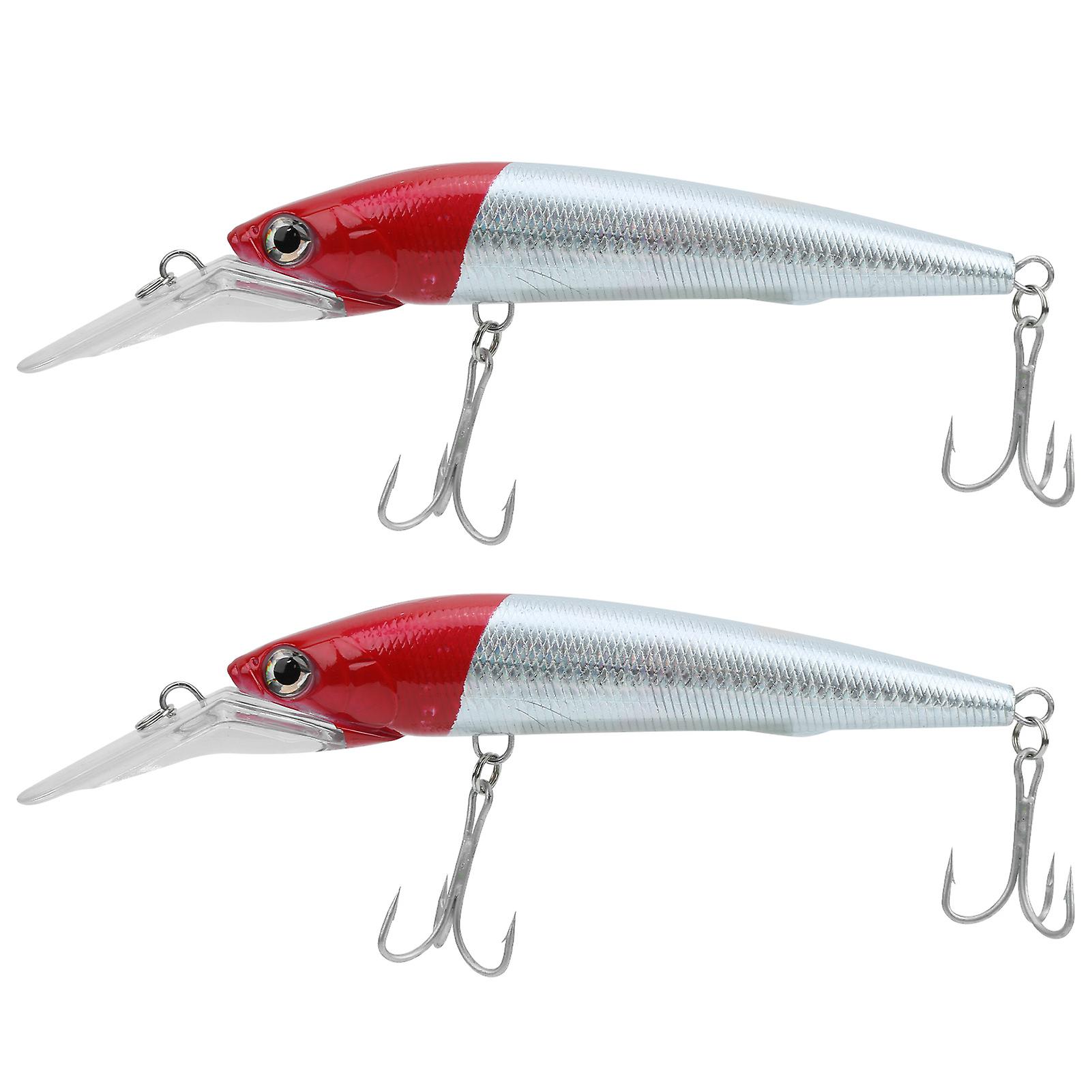 2pcs Plastic Artificial Simulation Deep Diving Minnow Lure Bait Fishing Accessory1#