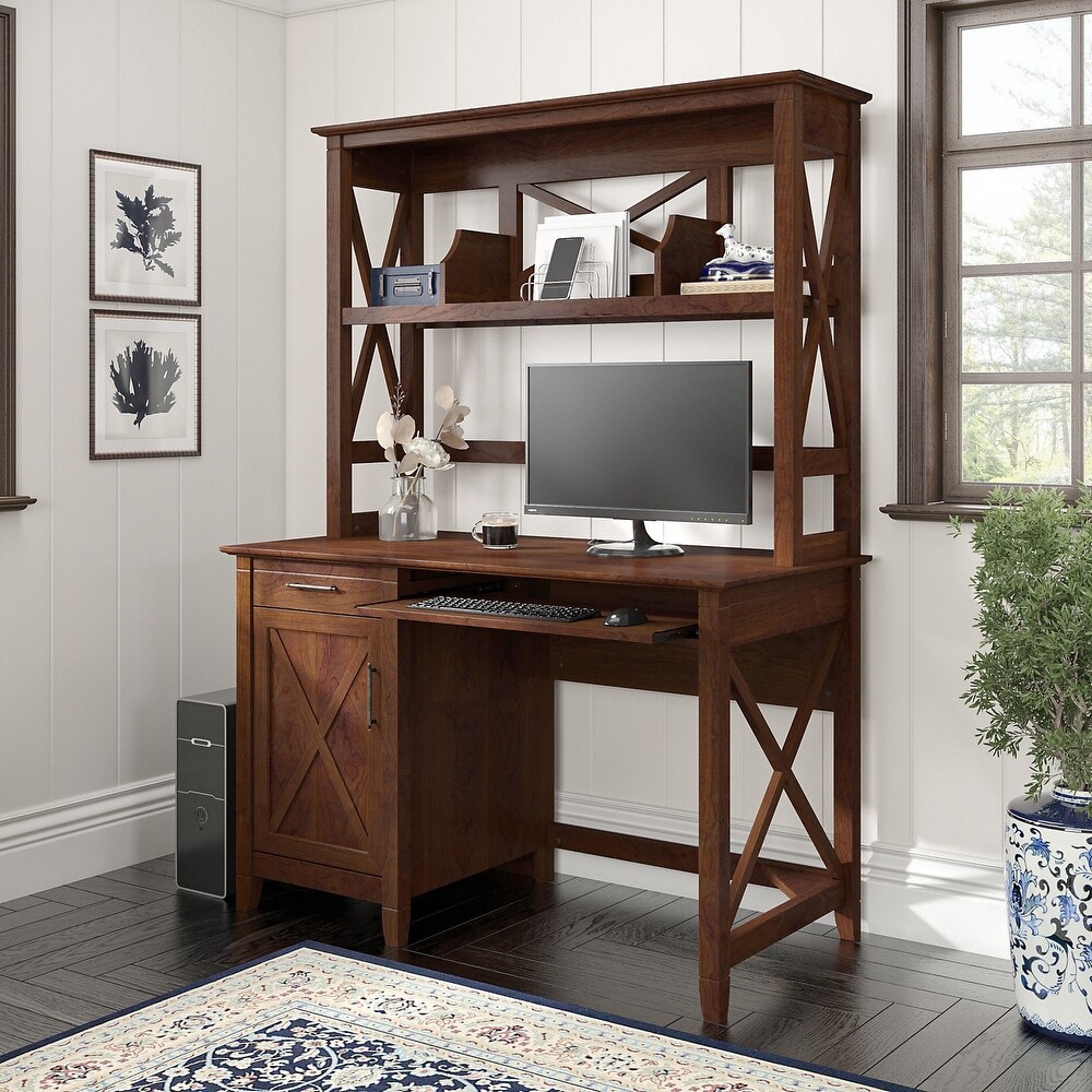 Key West 48W Small Computer Desk with Hutch by Bush Furniture