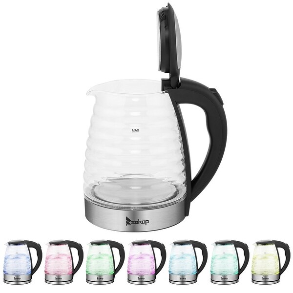 1.8L Stainless Steel Electric Kettle， Borosilicate Glass Kettle