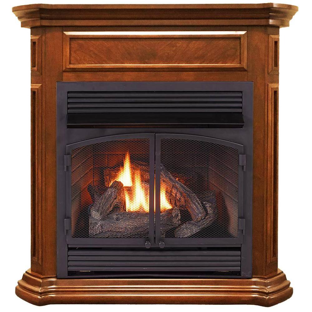 Duluth Forge 44 Inch Full Size Ventless Dual Fuel Fireplace in Apple Spice Finish With Remote Control 179211