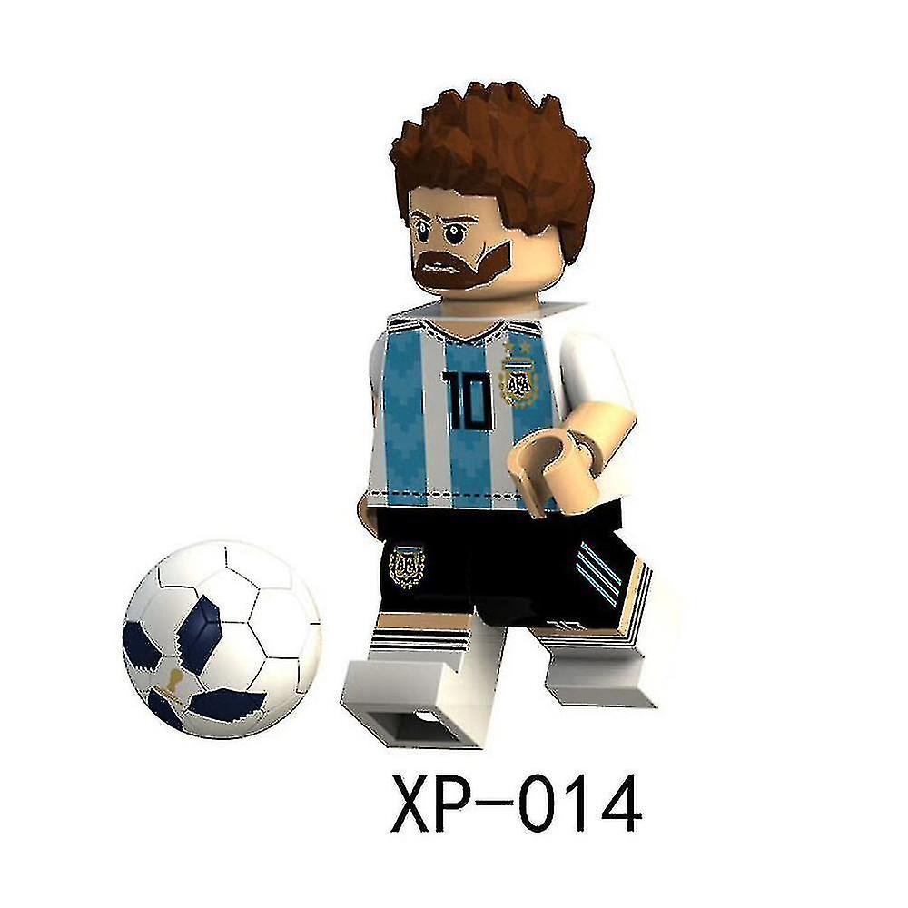 8pcs Football Star Figurine Messi Beckham Ronaldo Assembling Building Block Minifigure Toys