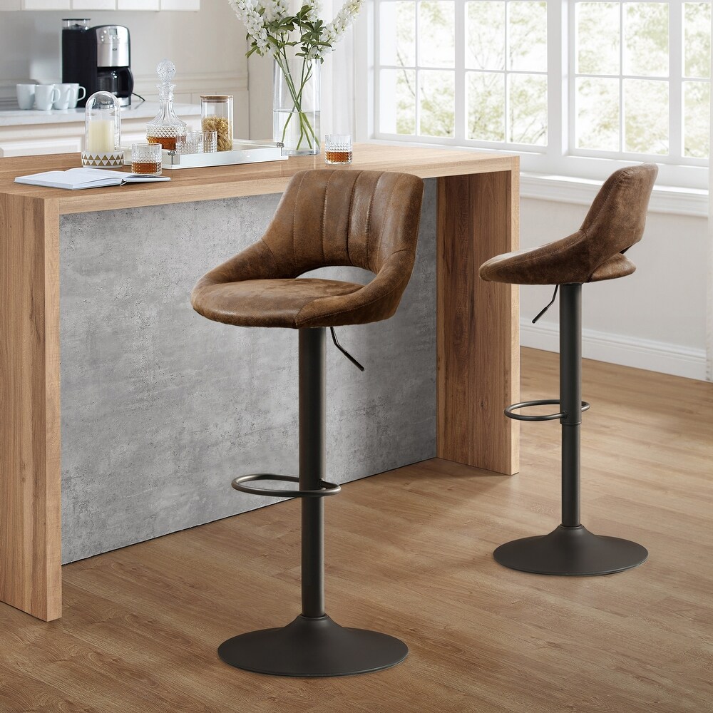 Art Leon Modern Adjustable 360 Swivel Barstool with Retro Faux Leather