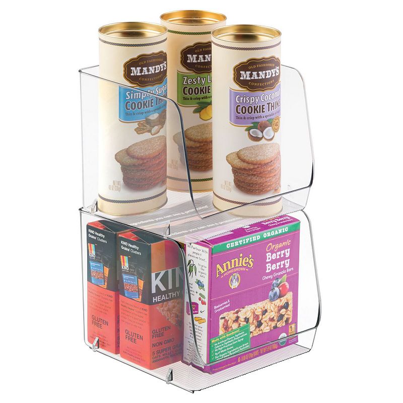 mDesign 7.5 x 7.5 x 6.25 Stackable Plastic Food Storage Bin， Open Front， 2 Pack