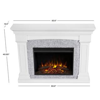 Real Flame Deland Grand 63 in. Freestanding Wooden Electric Fireplace in White 8290E-W