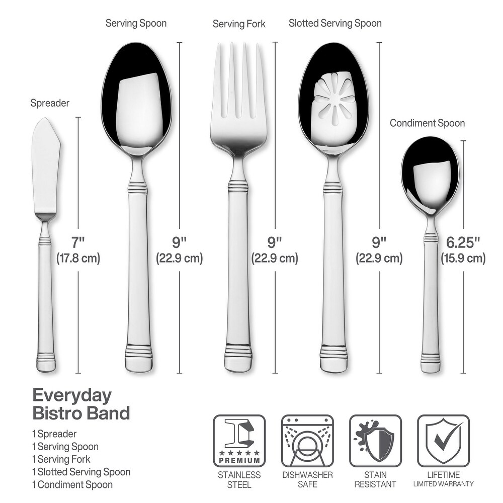 Fitz and Floyd 18.0 Everyday Bistro Band 45 Piece Flatware Set