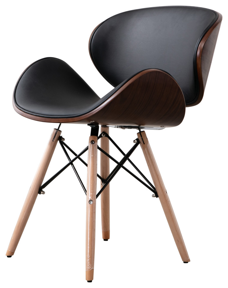 Home Beyond Black Synthetic Leather Leisure Arm Chair   Midcentury   Dining Chairs   by Home Beyond  Houzz