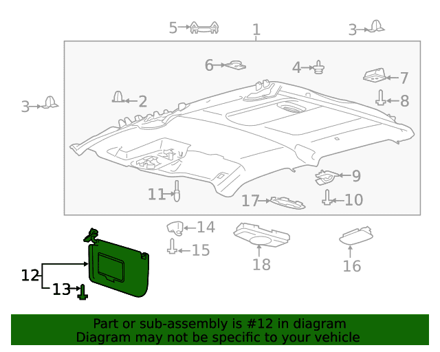 Genuine OE Ford Sun-Visor - GL3Z-1504105-KC