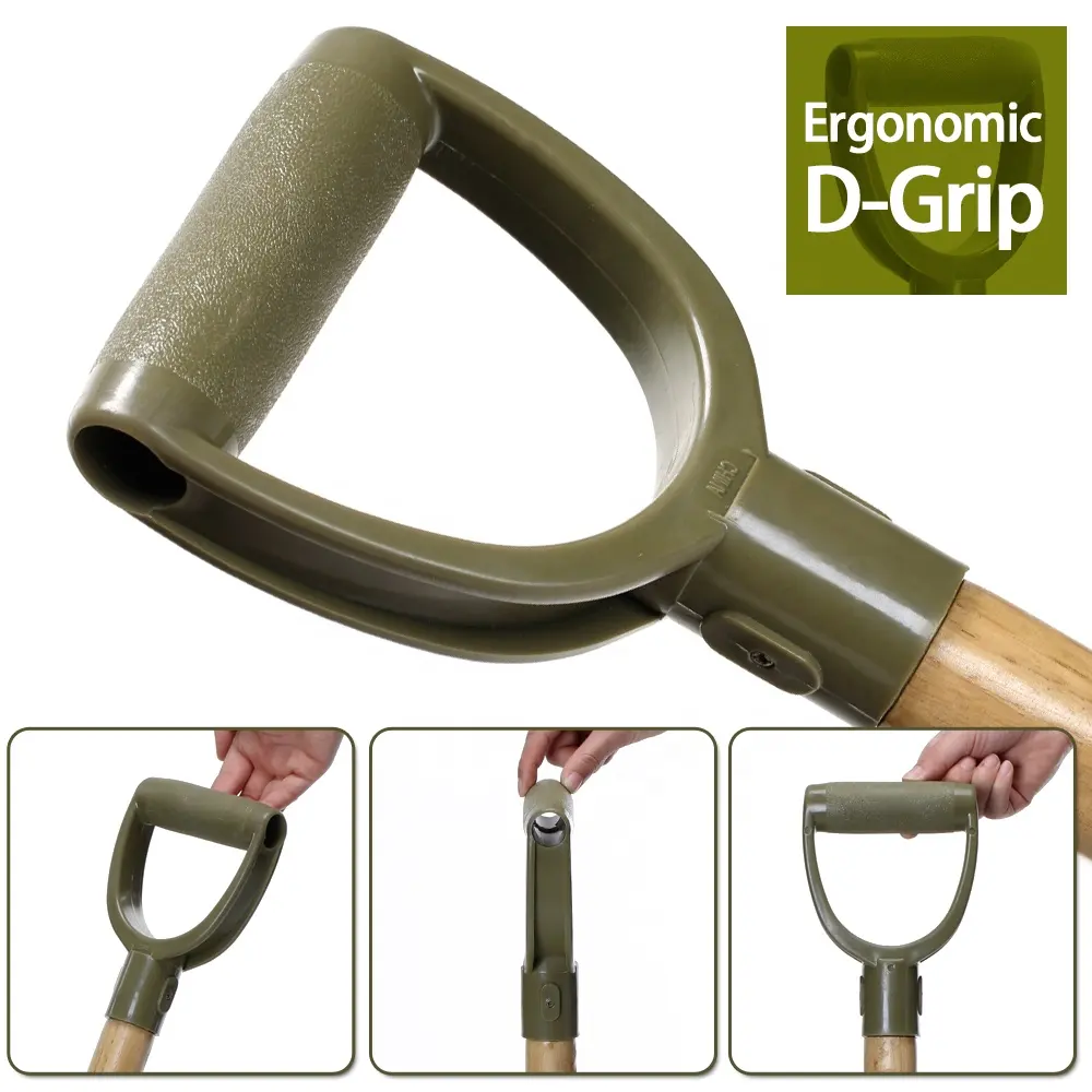 Worth Factory Wood Handle D Shape Grip Green Carbon Steel Camping Gardening Hand Spade Garden Tools Shovel