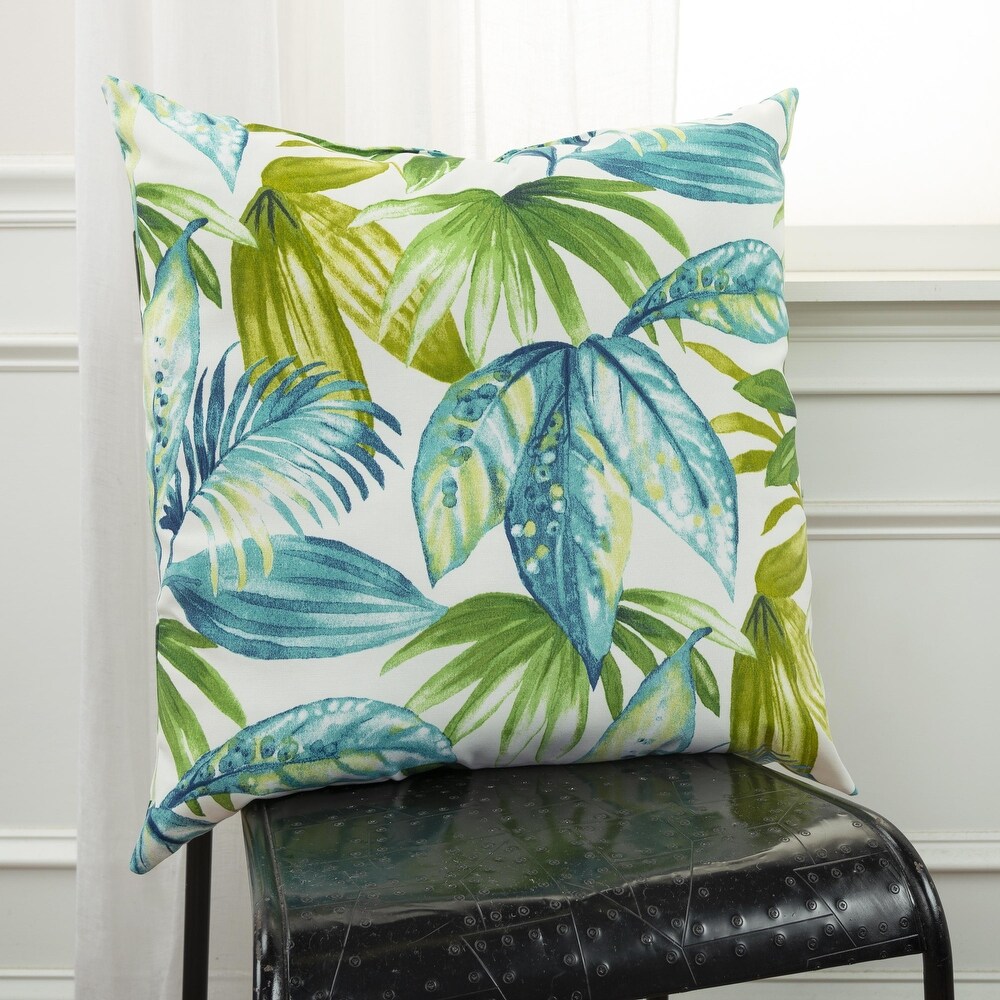 Beige Tropical Polyester Indoor/Outdoor Throw Pillow