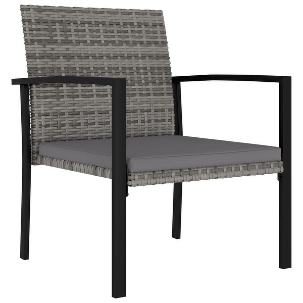 vidaXL 3 Piece Patio Dining Set Poly Rattan Gray