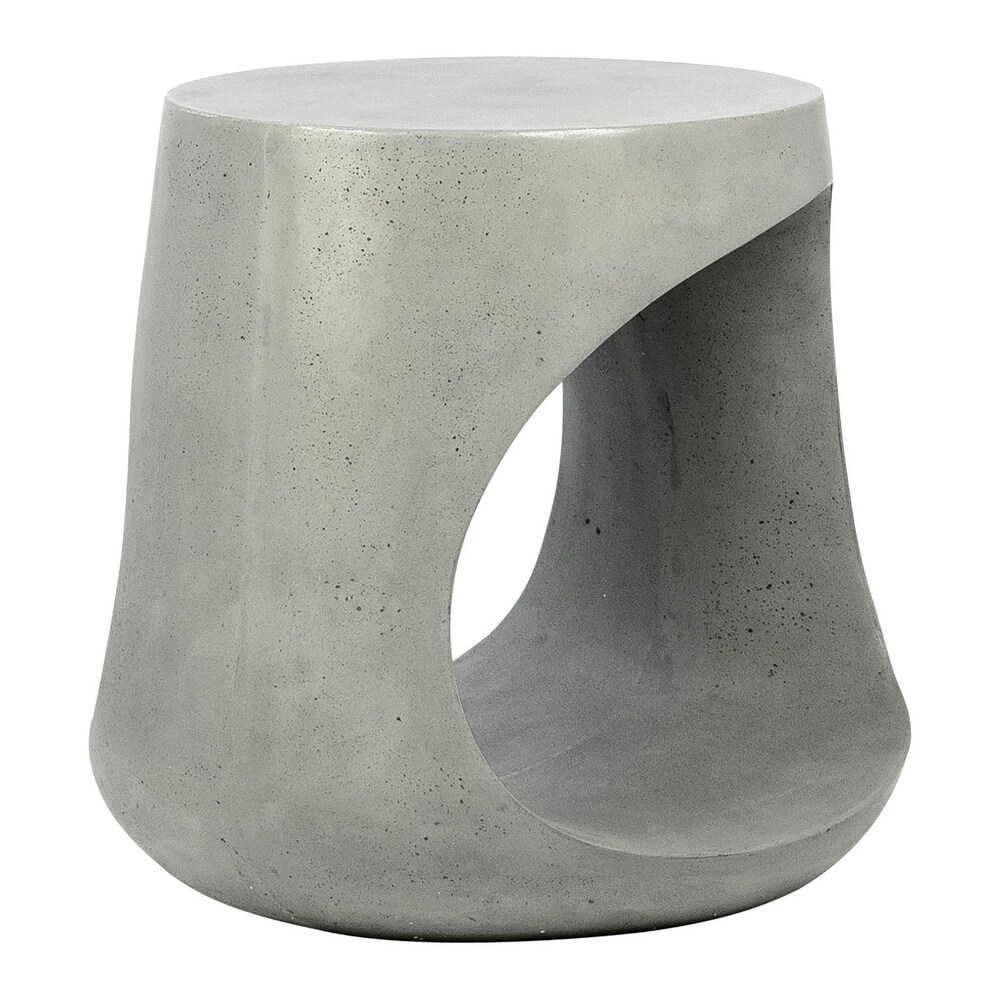 Kavik Round Cutout Side Table  Medium Grey