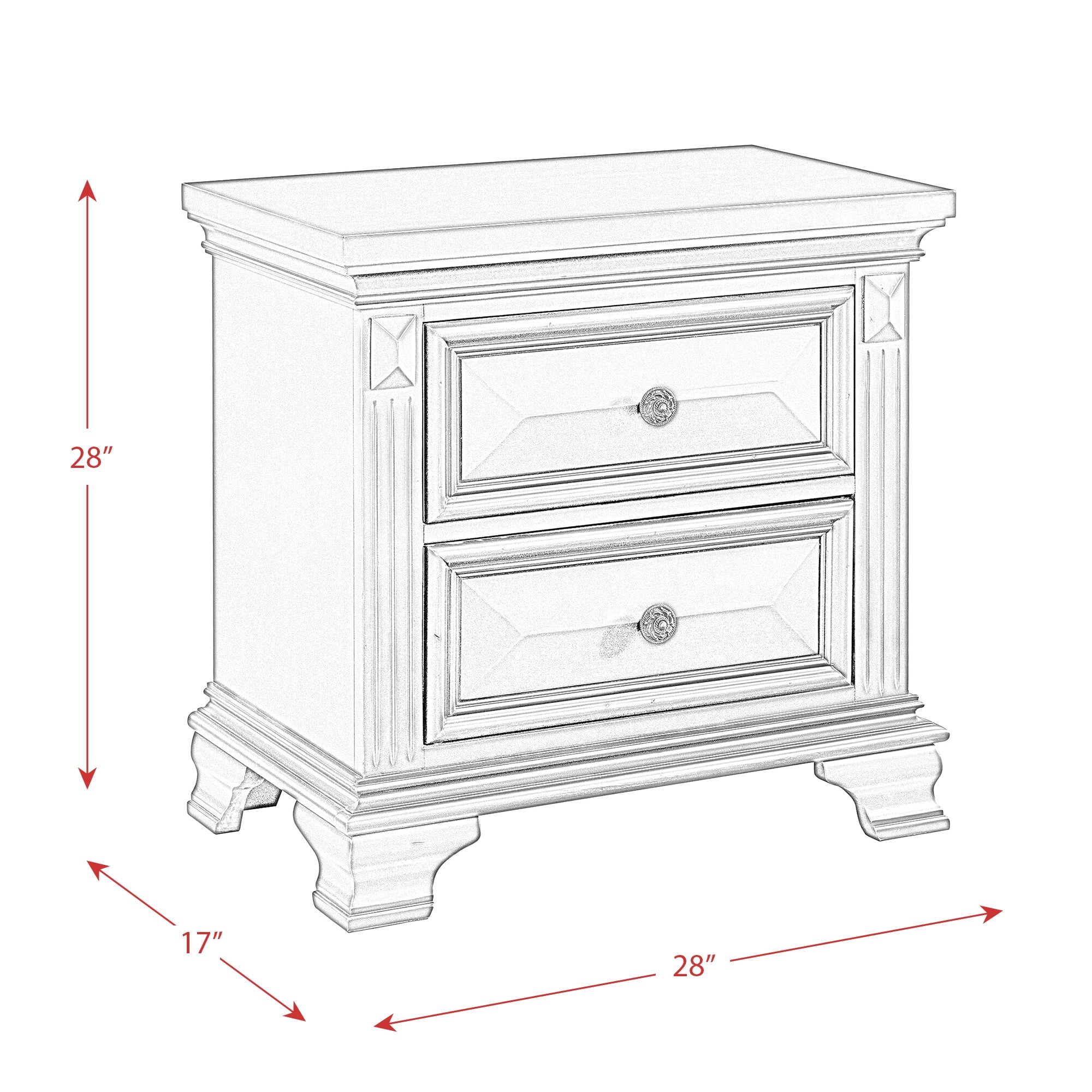 Picket House Furnishings Trent 2-Drawer Nightstand in White