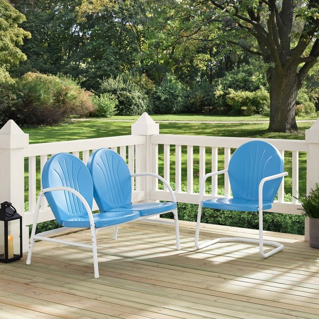 Griffith 2pc Outdoor Seating Set Blue Crosley