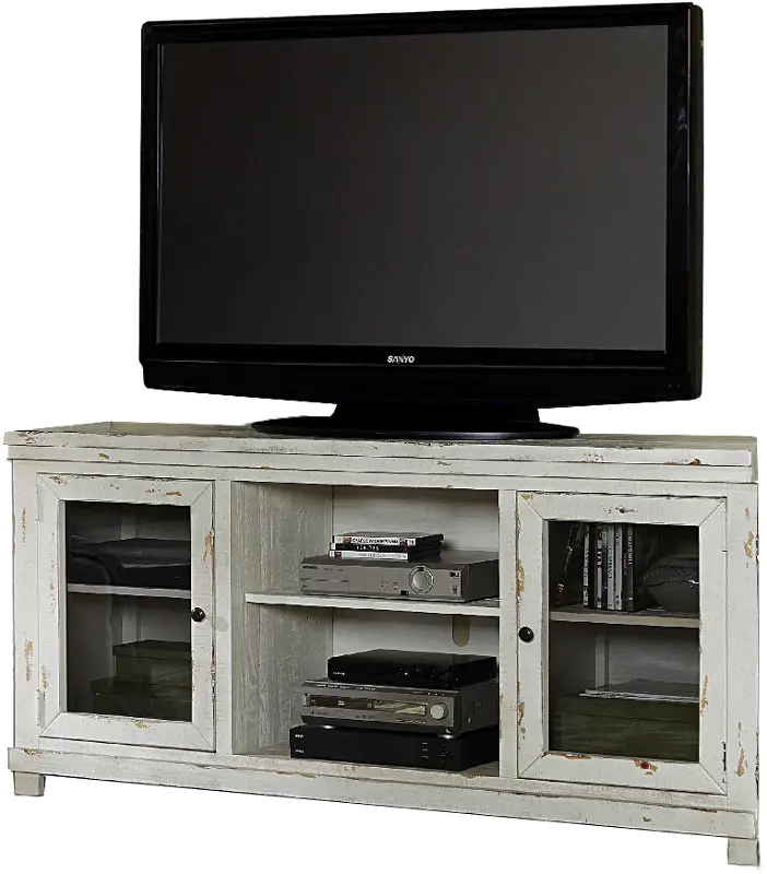 Willow Distressed White 68 TV Stand