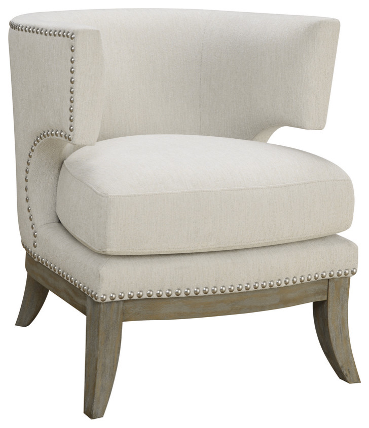 Jordan Dominic Barrel Back Accent Chair White and Weathered Grey   Modern   Armchairs And Accent Chairs   by Modon  Houzz