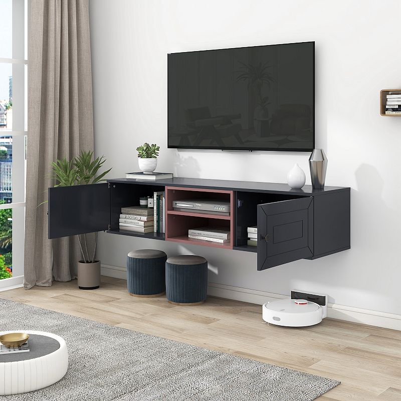 Wall Mounted 65 Floating TV Stand with Large Storage Space