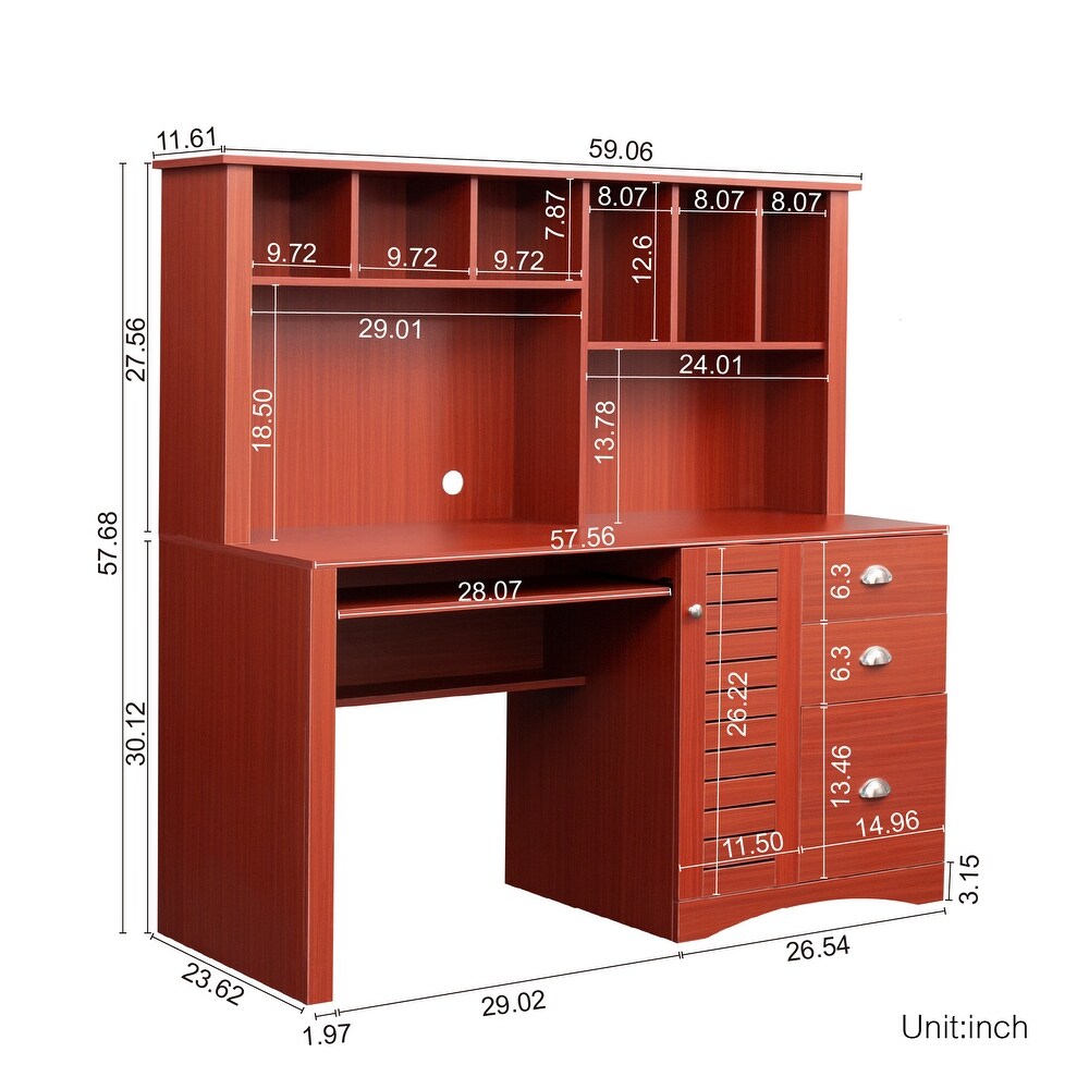 Home Office Wood Computer Desk with Hutch