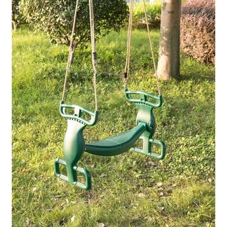 PLAYBERG Green Plastic Double Glider Playground 2-Person Swing with Rope QI003582G