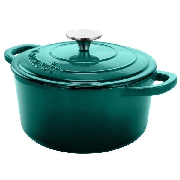 3 Quart Enameled Cast Iron Casserole with Lid in Turquoise