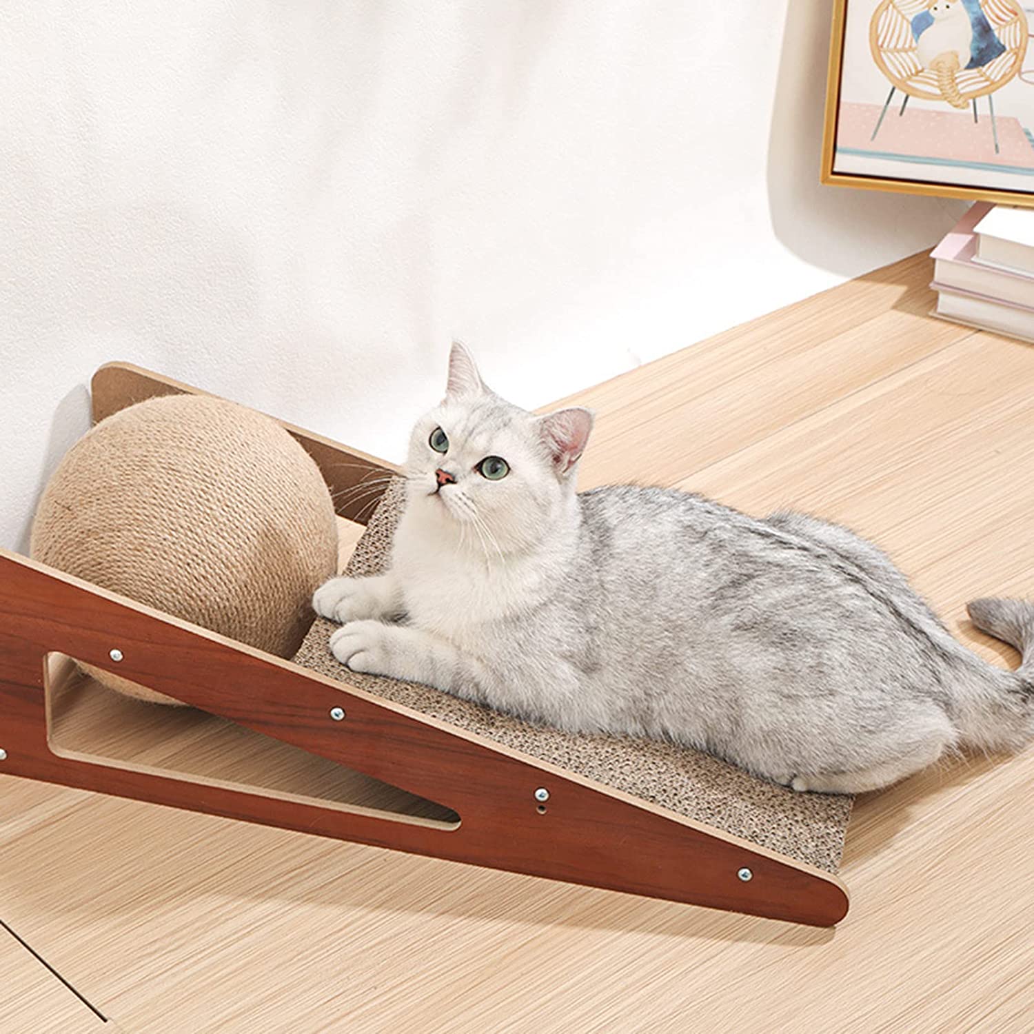 Standing Scratcher Pad Cat Scratcher Durable Toy Corrugated Reversible Ball Activity Home Decor Cardboard for Pets Protector Indoor