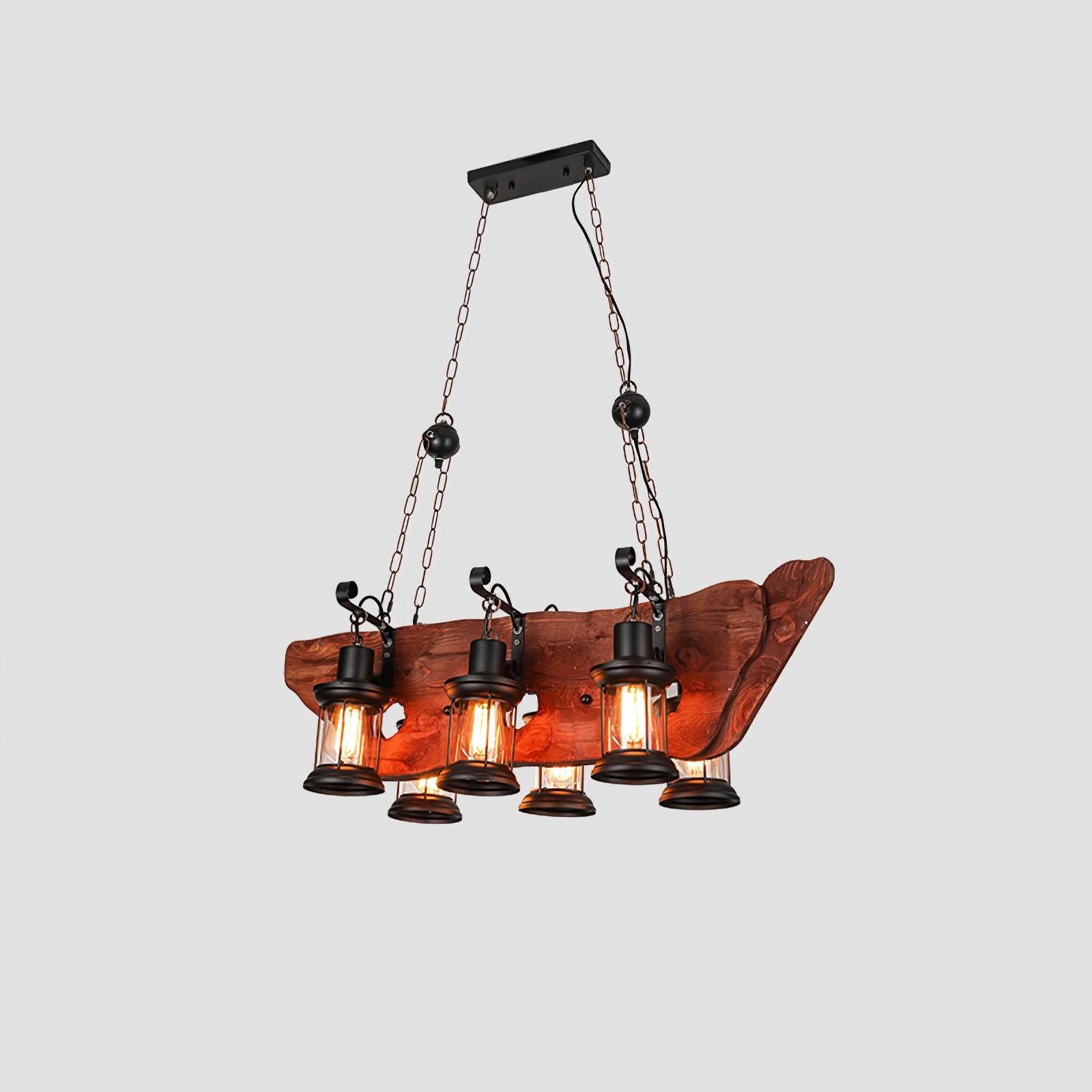 Nautical Industrial Style Wooden Chandelier