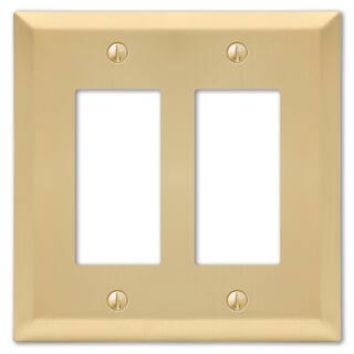 AMERELLE Metallic 2 Gang Rocker Steel Wall Plate - Satin Brass 163RRSB