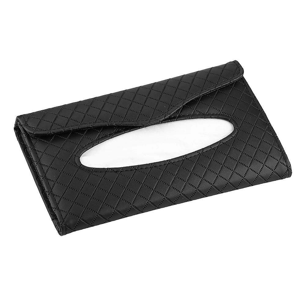 PU Leather Car Paper Box Sun Visor Tissue Towel Napkin Case Hang Storage Organizer Black