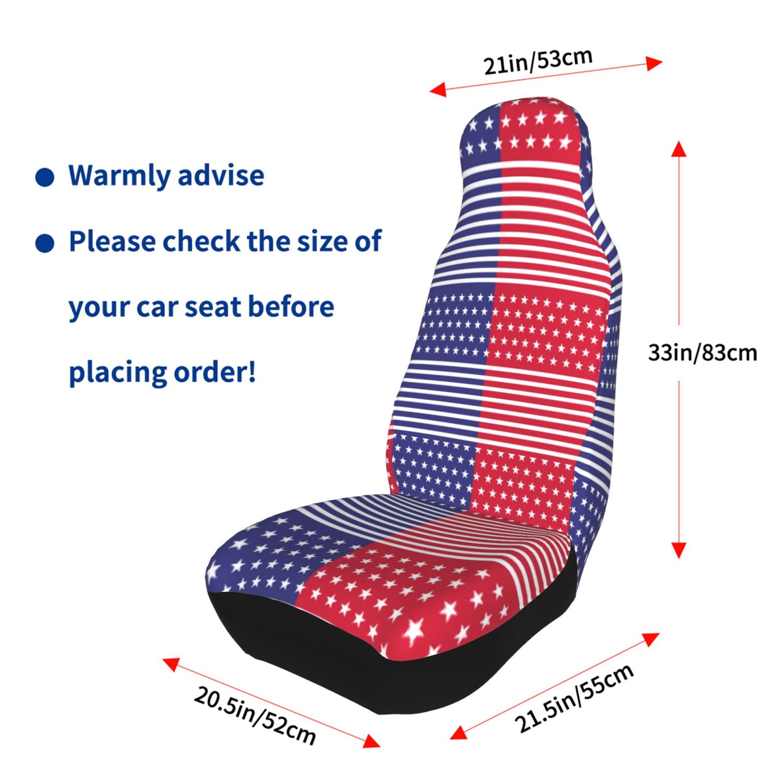 TEQUAN Front Seat Covers， American Stripes Flag Pattern 2 Piece Car Seat Cover Fit Most Car SUV Truck Van