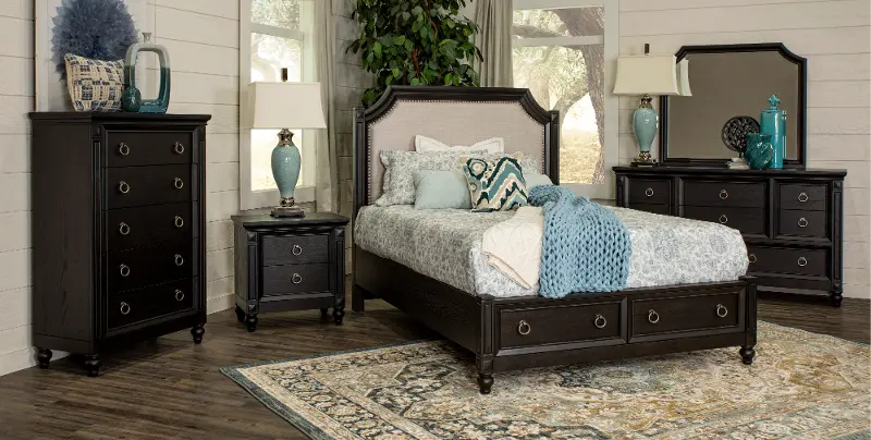 Hillside Black Oak 4 Piece Queen Bedroom Set