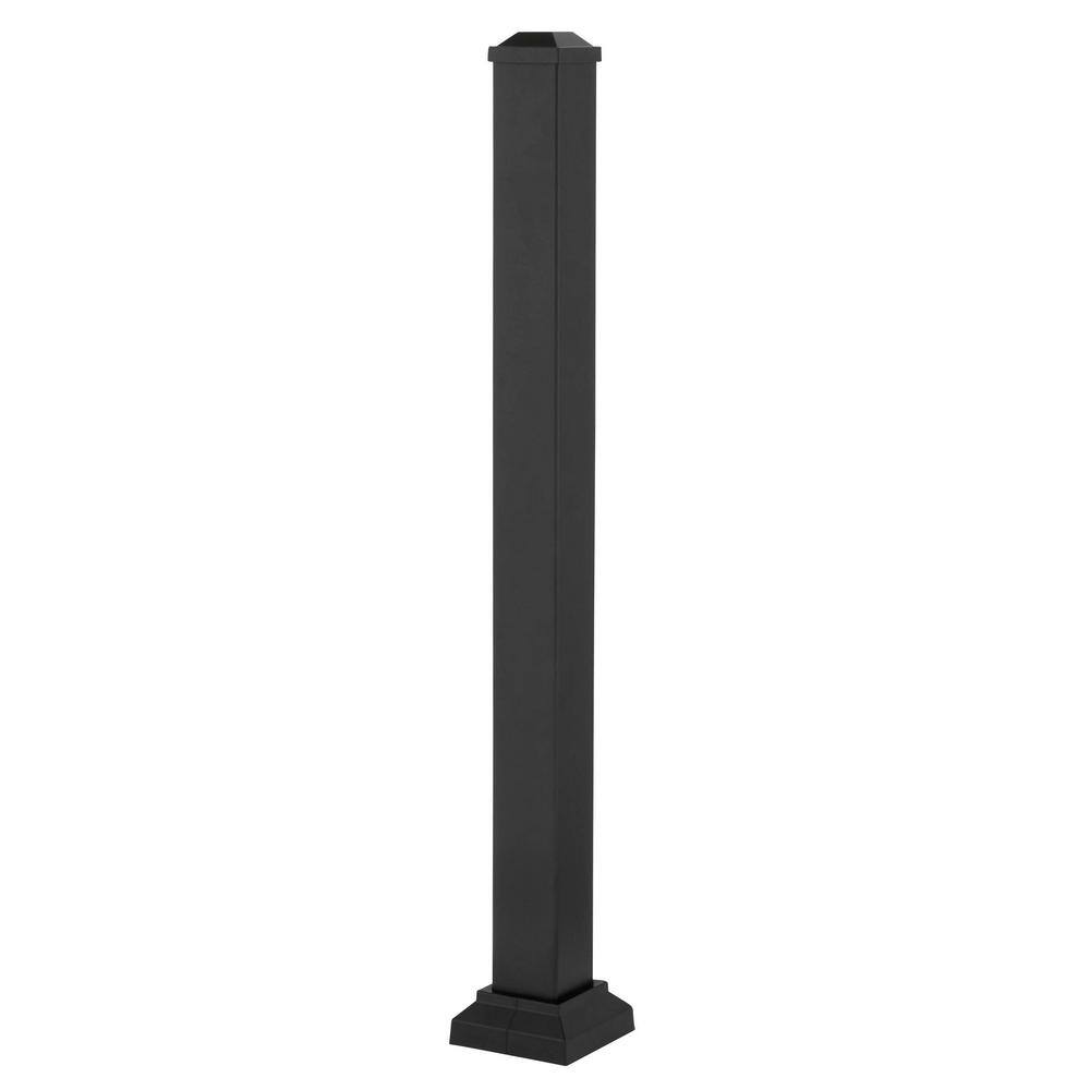 Aria Railing 3 in. x 3 in. x 36 in. Black Powder Coated Aluminum Deck Post Kit AK141336B