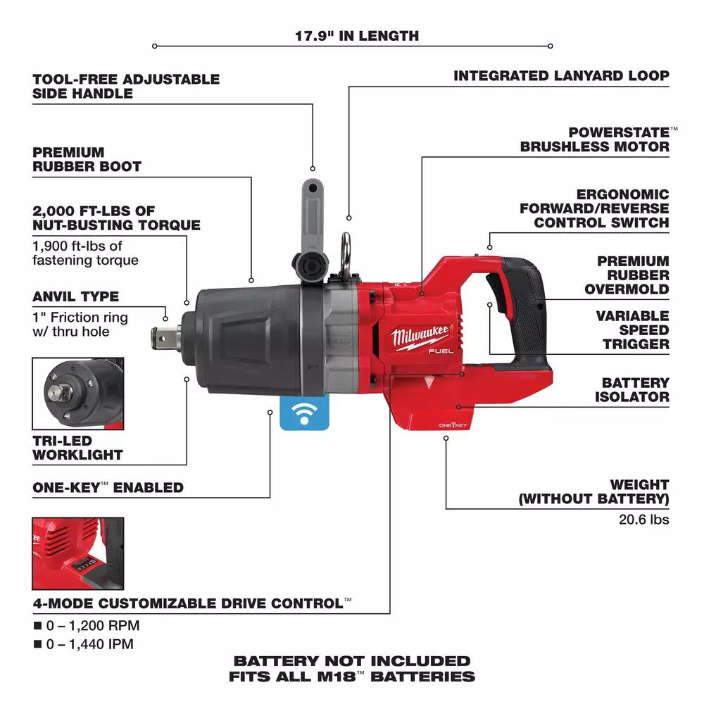 Milwaukee M18 FUEL 18-Volt Lithium-Ion Brushless Cordless 1 in. Impact Wrench with D-Handle (Tool-Only) and#8211; XDC Depot