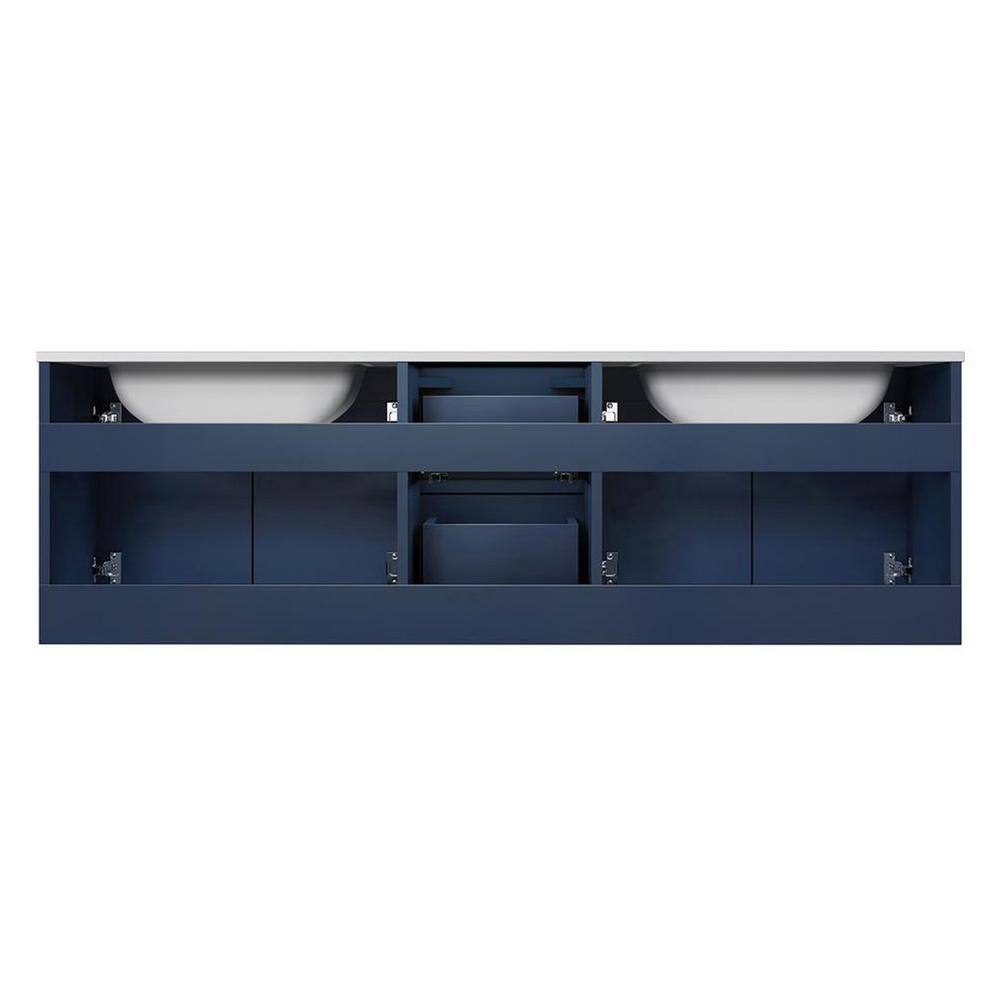 Lexora Geneva 60 in. W x 22 in. D Navy Blue Double Bath Vanity Carrara Marble Top and 60 in. LED Mirror LG192260DEDSLM60