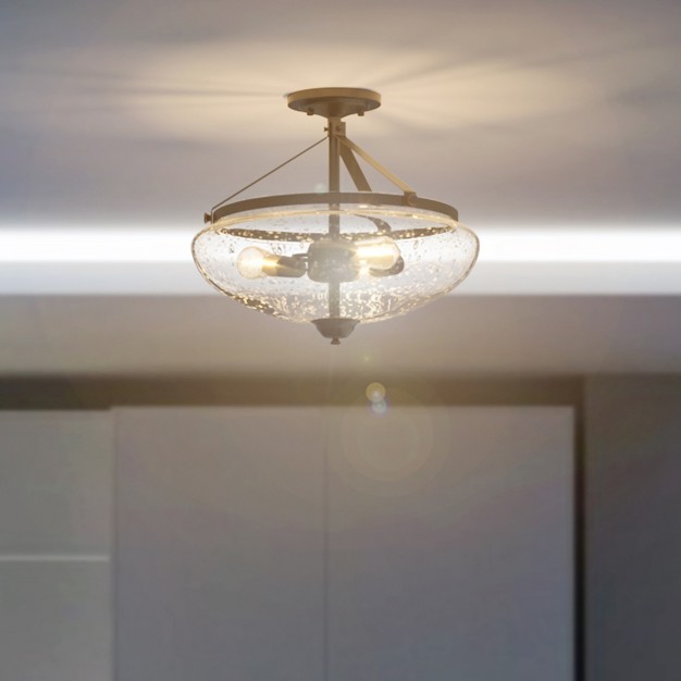 Tangkula Industrial Ceiling Light Fixture 3 light Semi Flush Mount Ceiling Lamp With Glass Shade Ceiling Chandelier Light