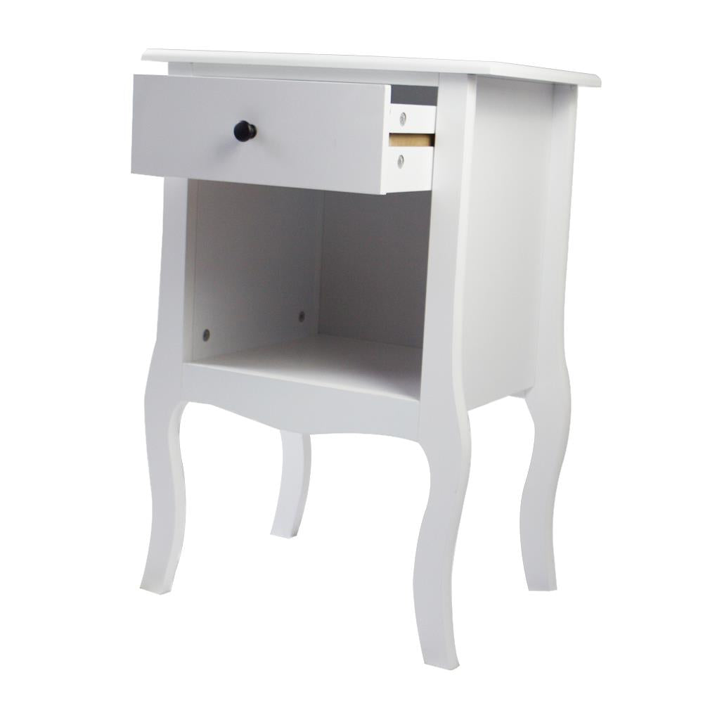 UBesGoo Nightstand, Night Table with 1 Drawer and 1 Open Shelf, Bedside Table, Wooden End Table, White