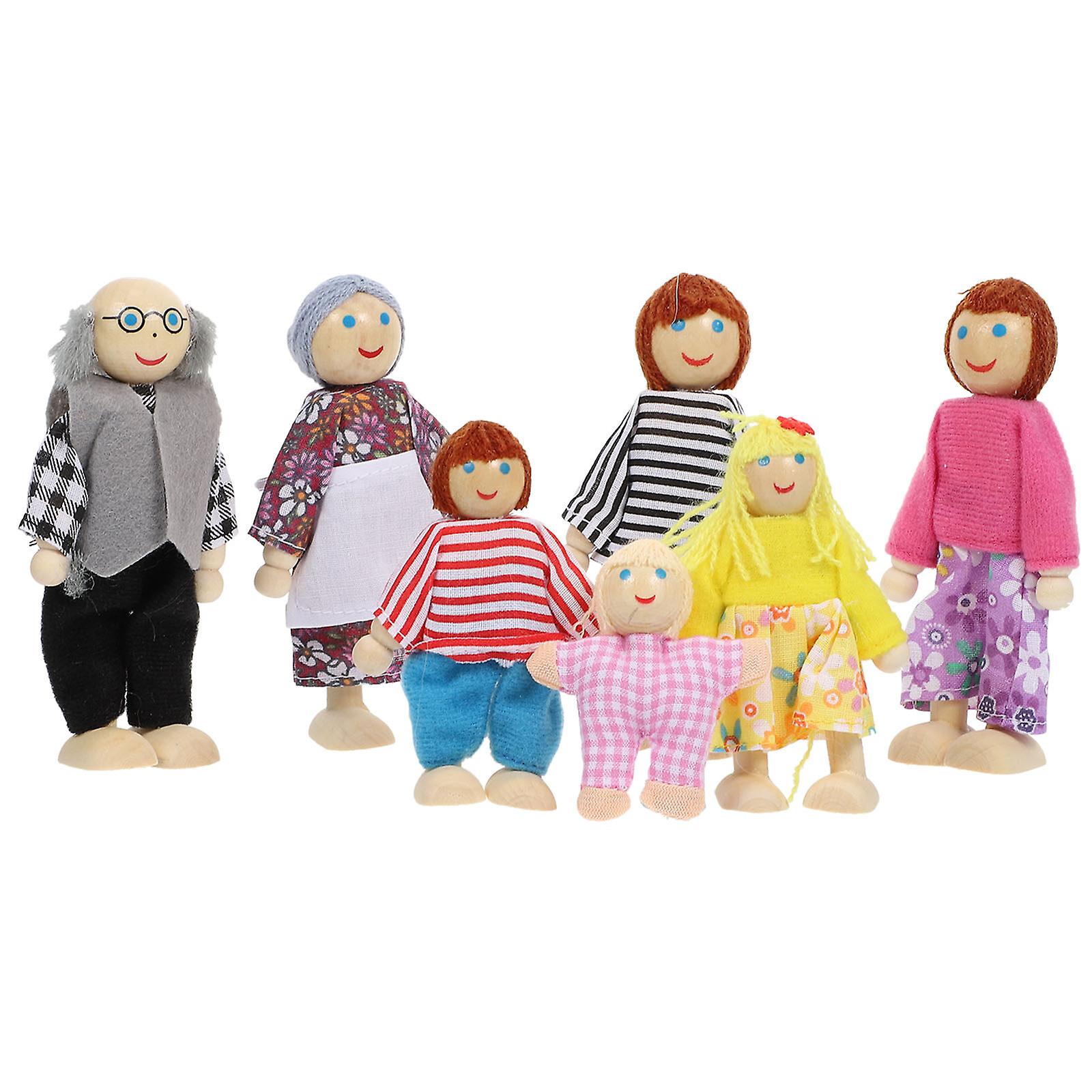 1 Set Of Poseable Doll Family Children Family Doll Toy Desktop Adornment Role Play Toys