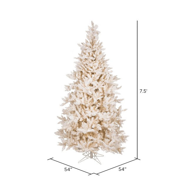 Vickerman 7.5' Flocked Vintage Fir Artificial Christmas Tree， Warm White Led Lights