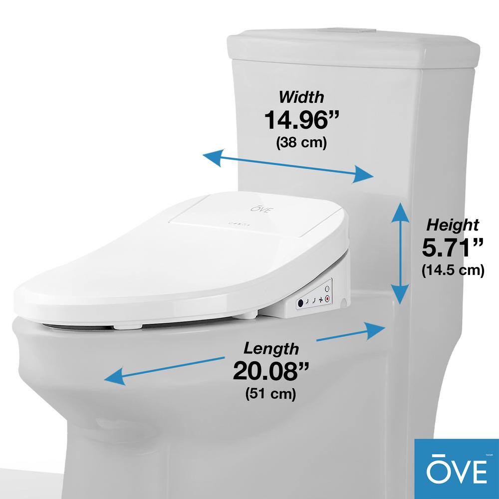 OVE Decors Calero Electric Bidet Seat for Elongated Shape Toilet in White CALERO